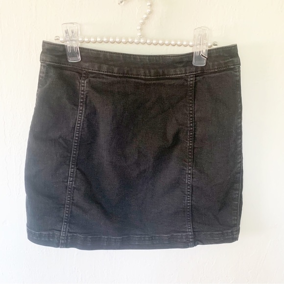 Free People Little Daisies Black Button-Front Mini Skirt - Picture 6 of 11